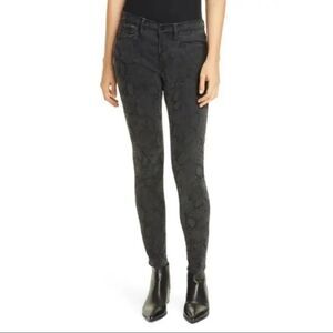 Frame Le Skinny de Jeanne Mid-Rise Crop Python Print Jeans Size 25